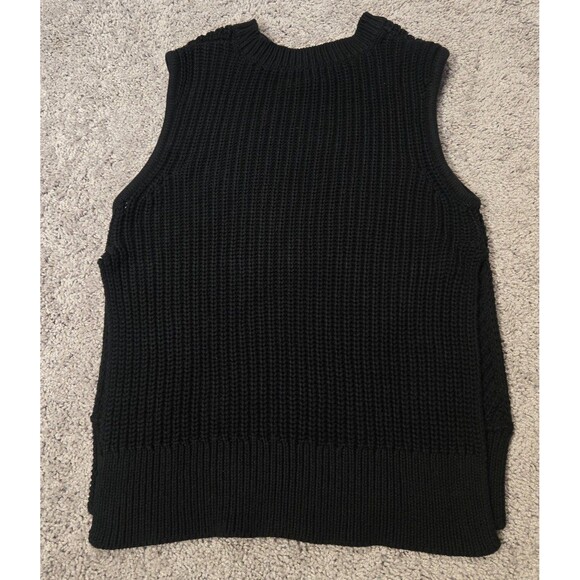 L.L. Bean Signature Sweater Vest Sleeveless Top side slit Black Knit Size Small - Picture 2 of 7